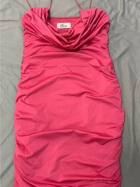Oh Polly Pink Cowl Neck Spaghetti Strap Dress